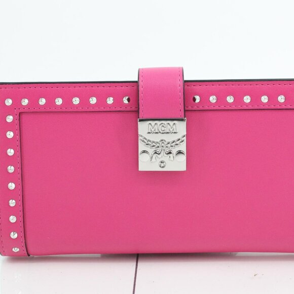 Handbags - MCM Pink Studded Visetos Flap Wallet